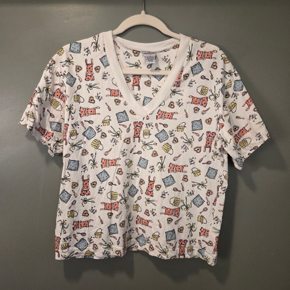 Vintage Honors Intimates Women's Size S Sweet Little Things Printed Pj Shirt